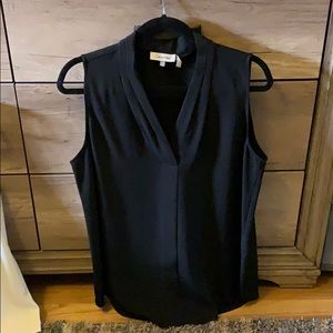 Calvin Klein Pleated V Neck Shell Top- large